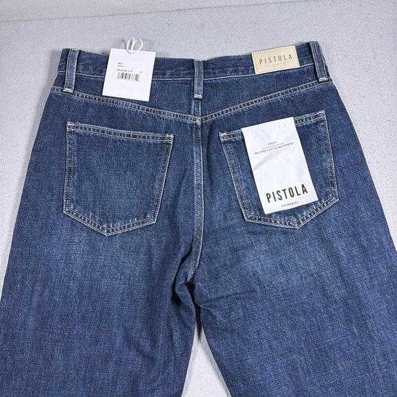 Pistola Kacey Jeans Womens 27 Blue Mid Rise Cuffed Relaxed Boyfriend Denim Pants - Picture 10 of 12